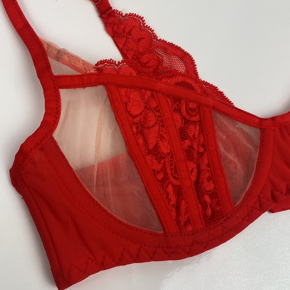 We Are HAH Free People Caged Up Underwire Bra - Blood Orange - C 30-38 - Picture 5 of 11